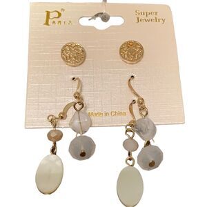 Three gold tone pair earrings. NWOT.